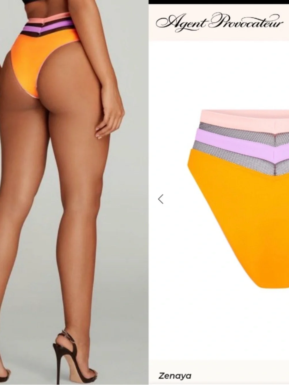 Agent Provocateur Orange, Pink and Purple Stripe Bandeau Bikini